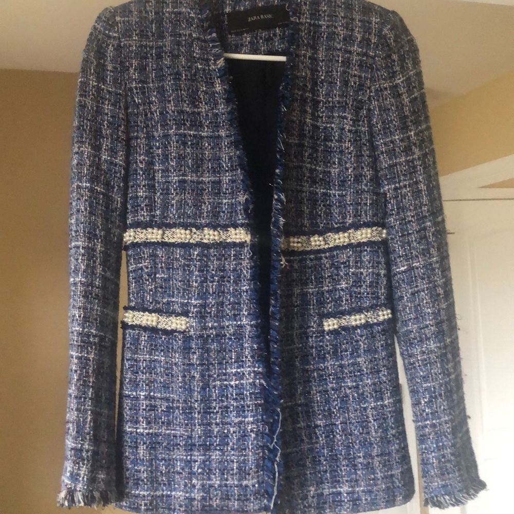 Zara tweed embellished blazer
